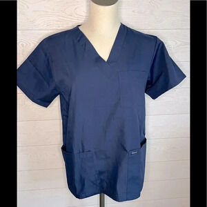 NWOT Dagacci navy blue scrub top Size Small